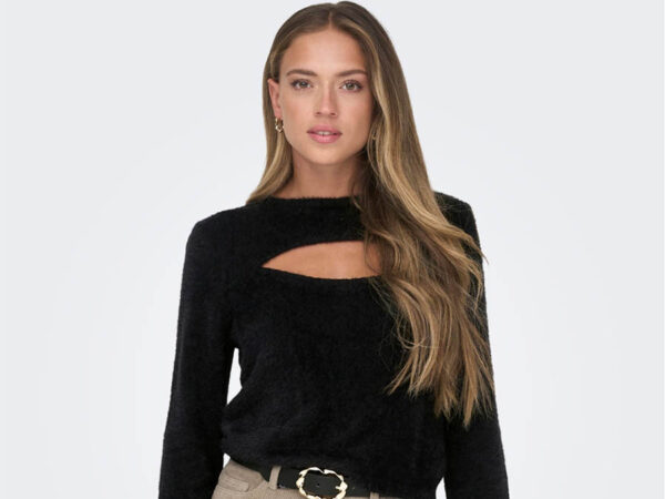 Ladies black Knitted Cut Out Top Ireland
